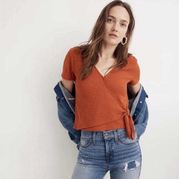 Vibrant Orange Wrap Top - Picture 3 of 9